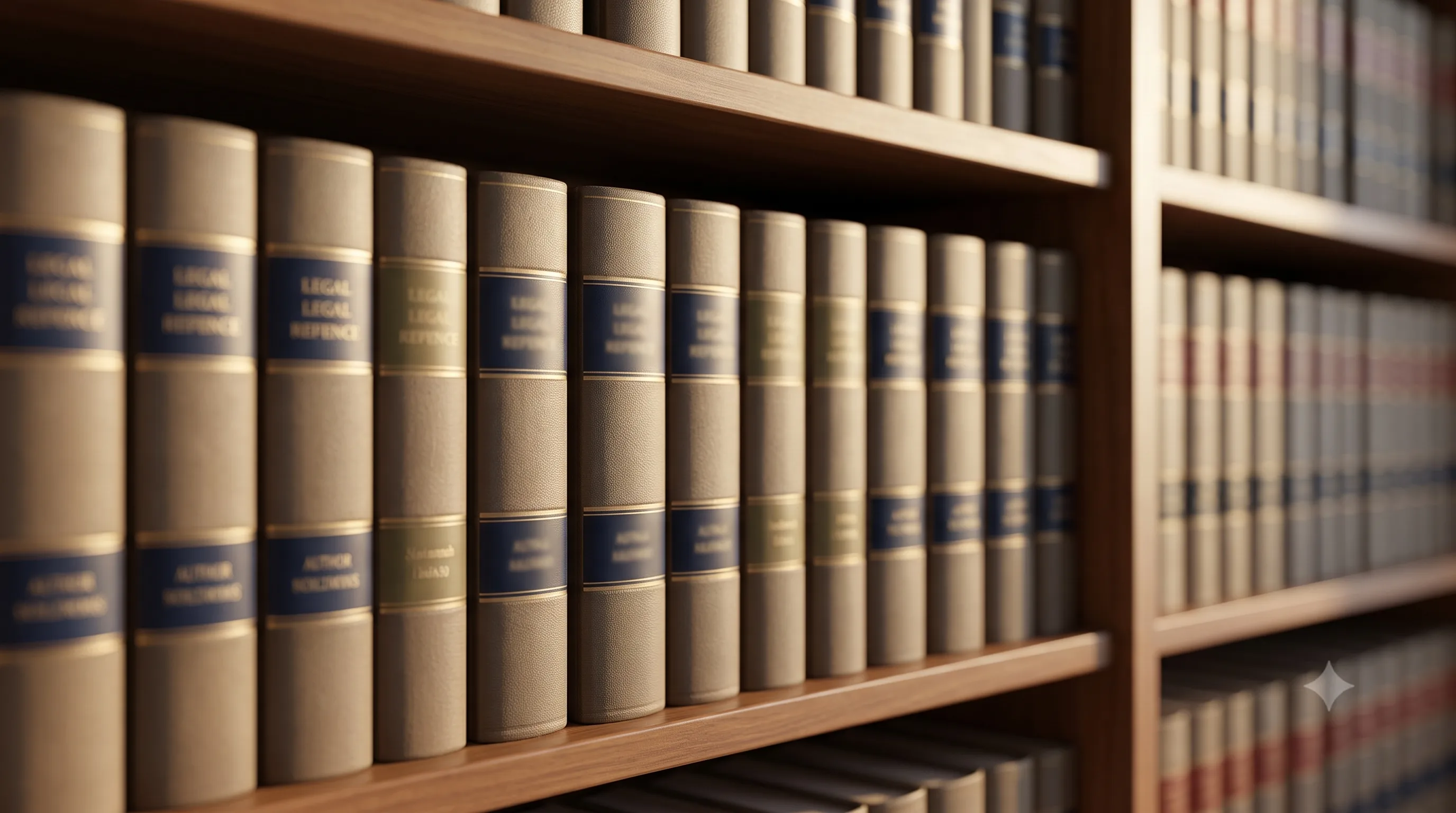 A shelf of bound legal reference volumes