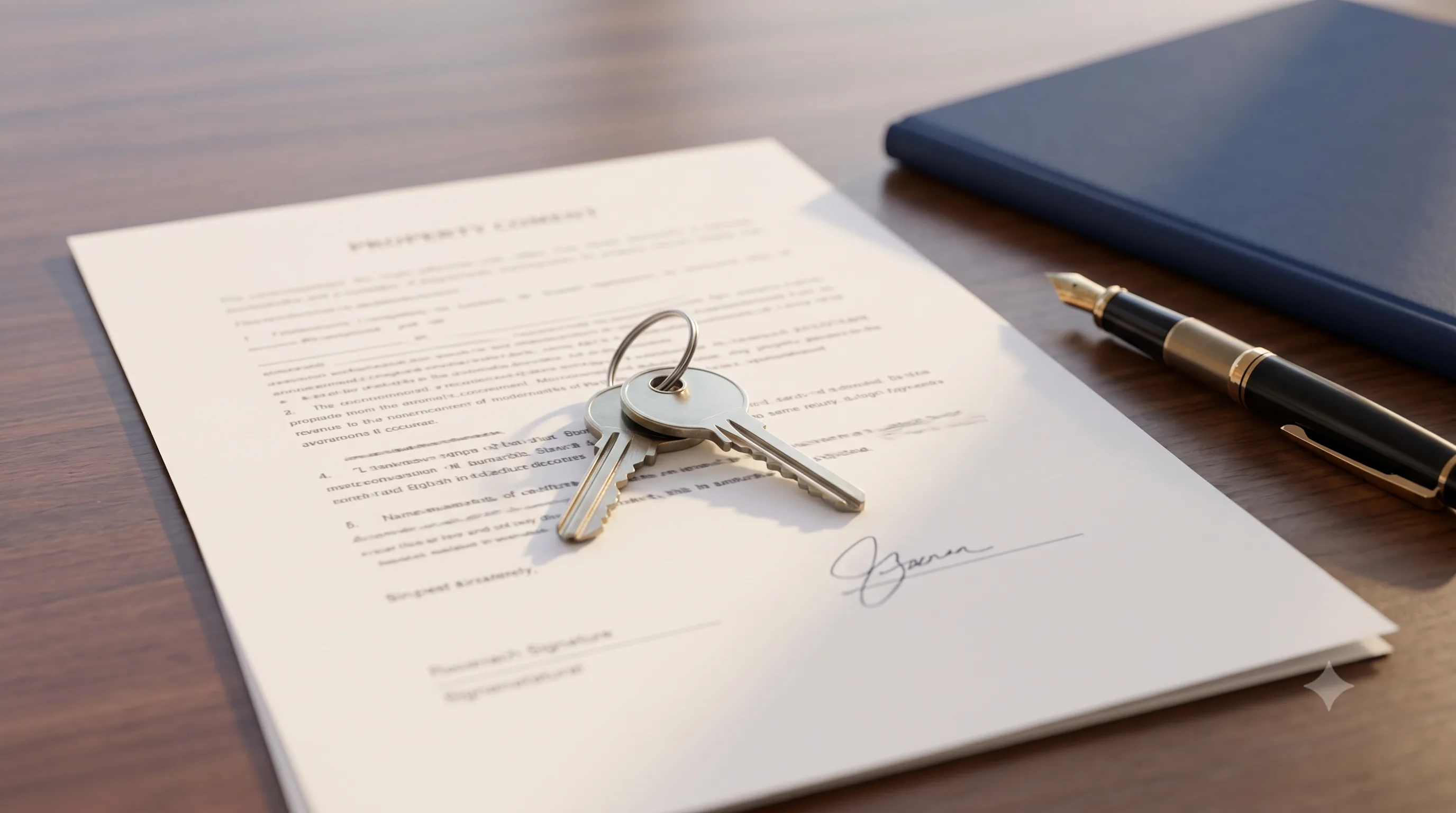House keys resting on a signed property document